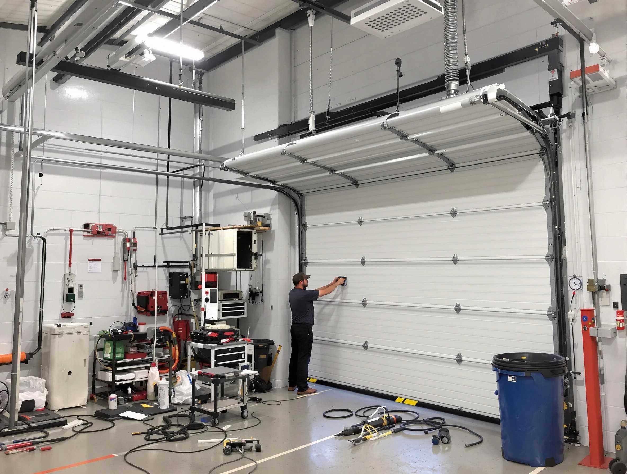 Lake Forest Garage Door Repair certified technician performing commercial door repair at a Lake Forest business facility