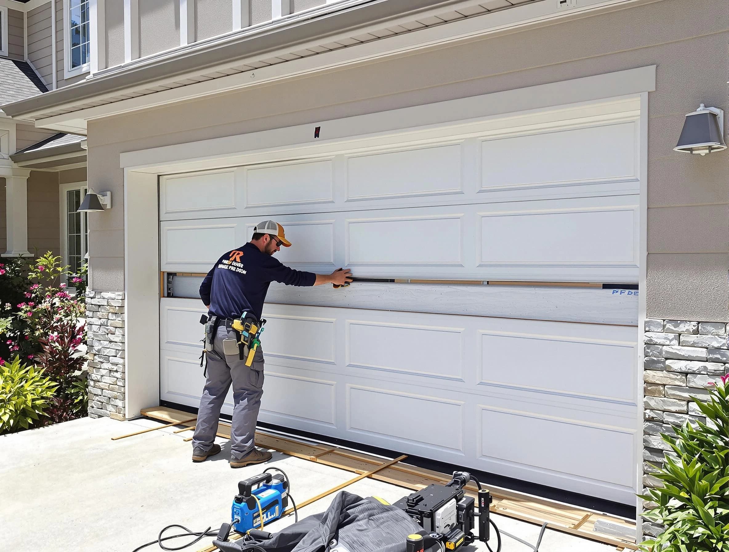 Lake Forest Garage Door Repair team performing complete garage door replacement at Lake Forest residence