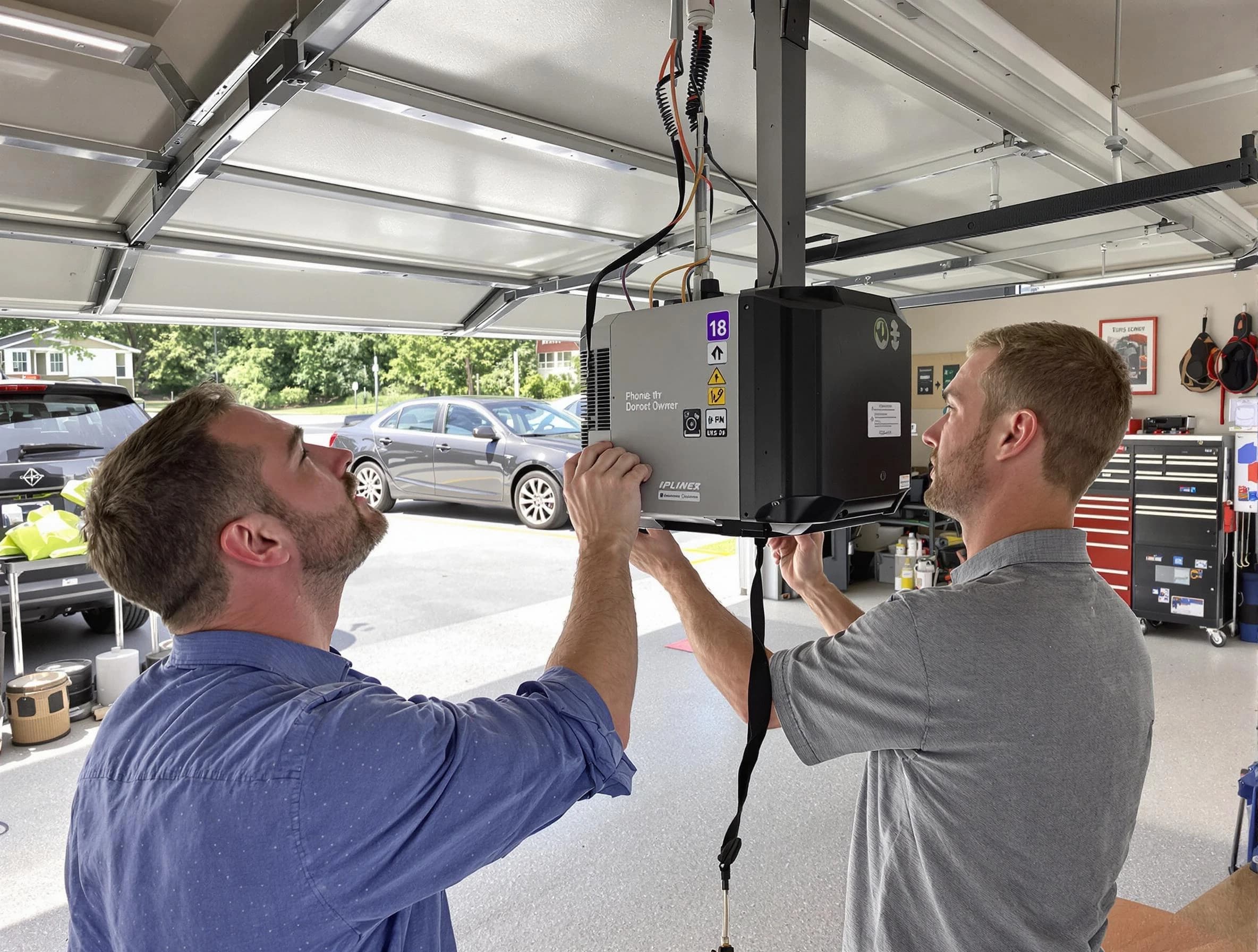 Lake Forest Garage Door Repair technician installing garage door opener in Lake Forest