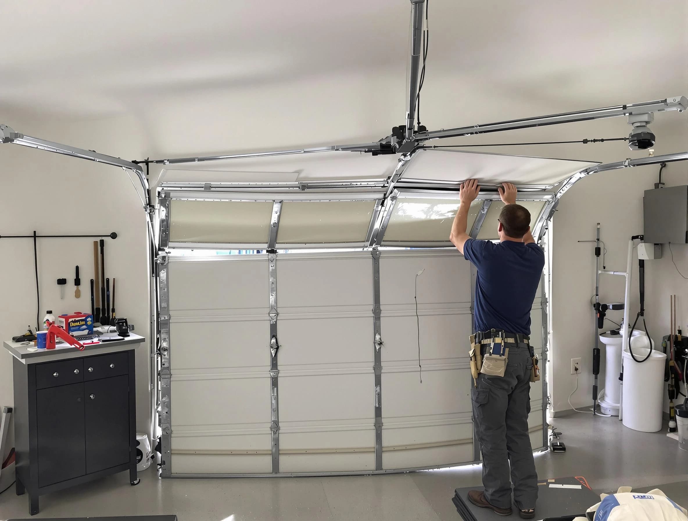 Lake Forest Garage Door Repair specialist performing precise section replacement on Lake Forest garage door