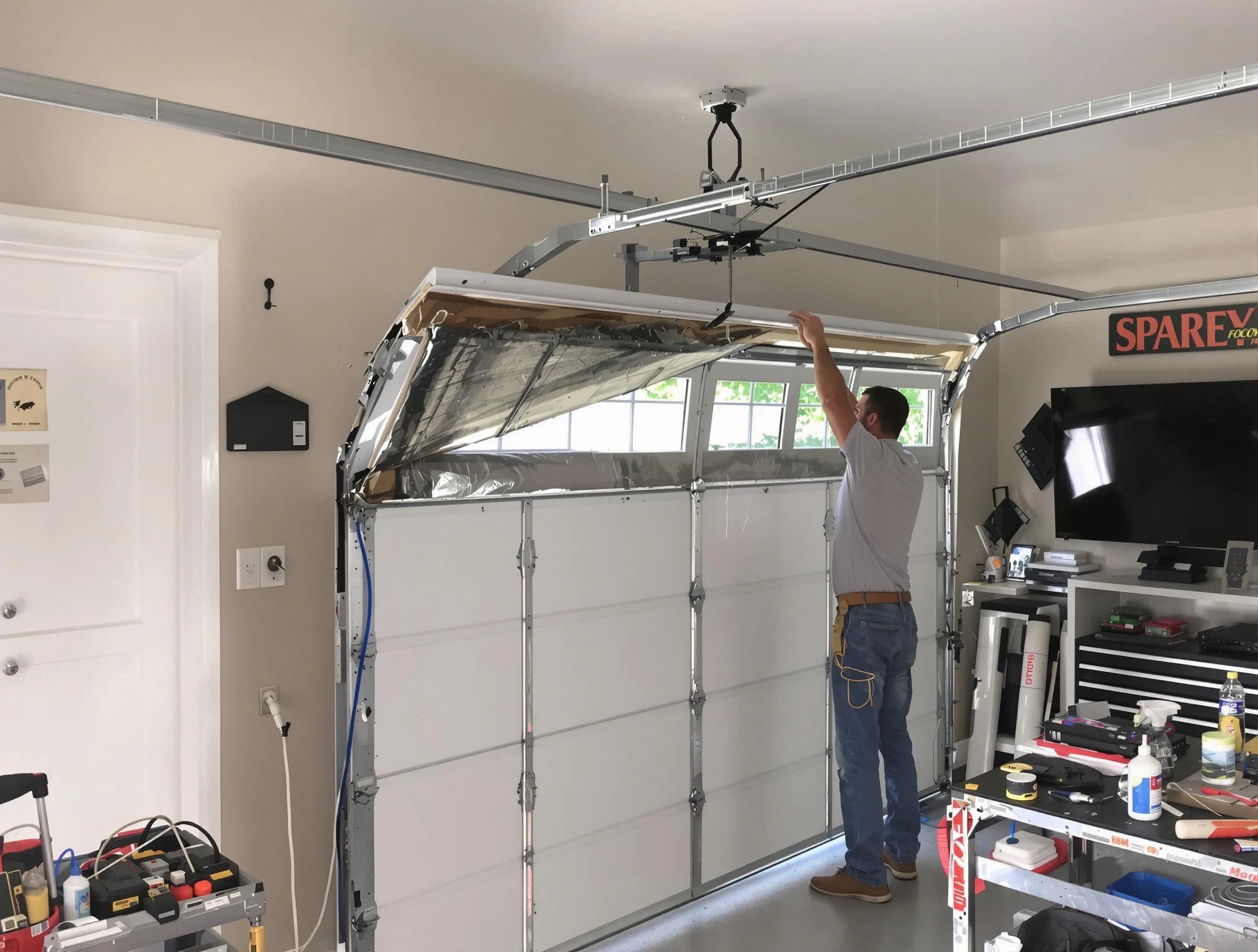 Garage door section replacement by Lake Forest Garage Door Repair in Lake Forest