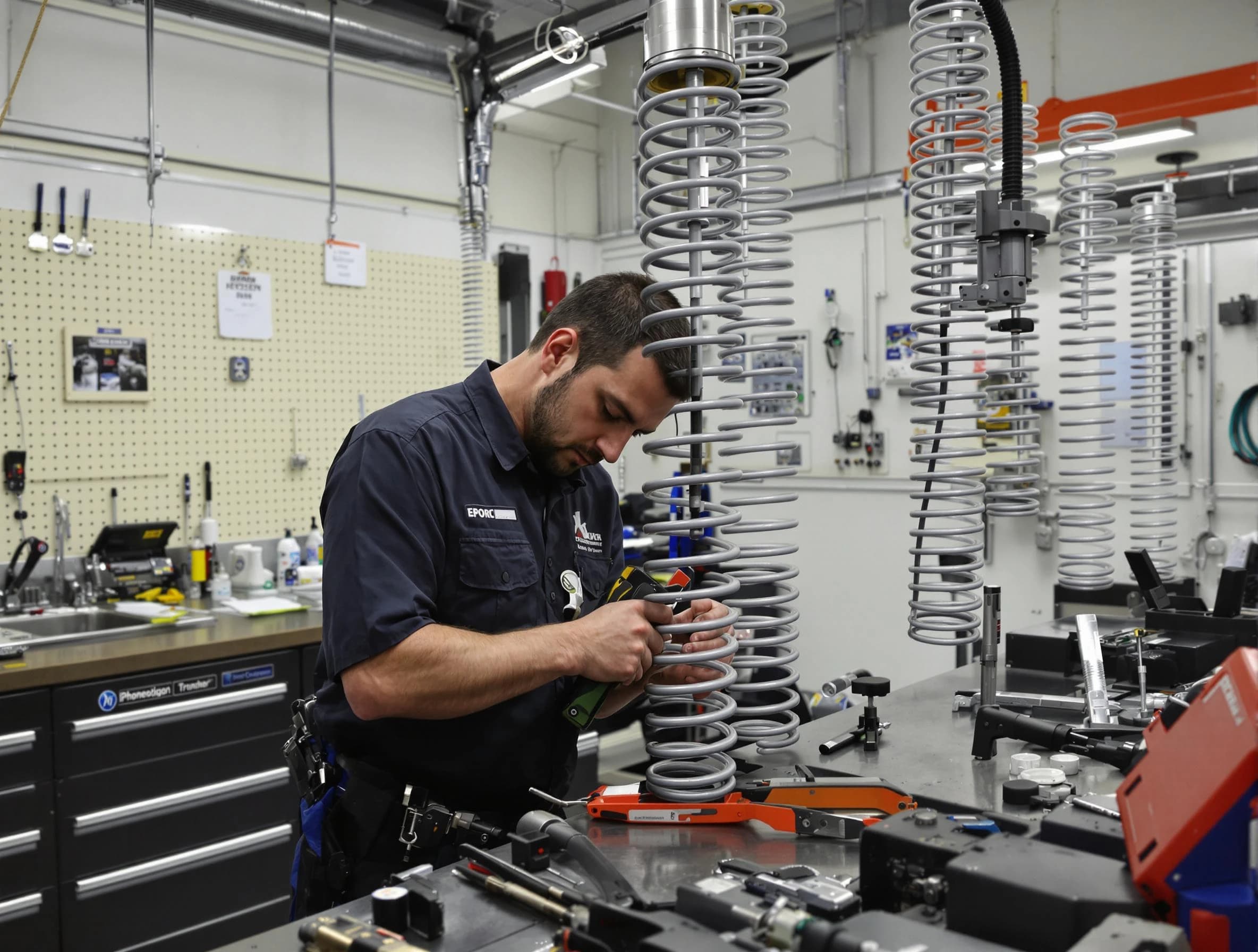 Lake Forest Garage Door Repair technician performing spring repair in Lake Forest